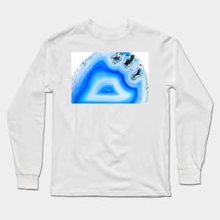 Blue curly agate mineral super macro Long Sleeve T-Shirt